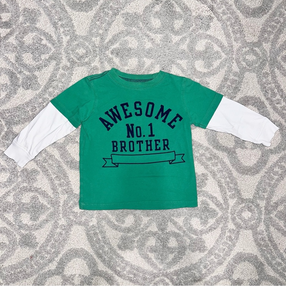 Carter's Green and White Long Sleeve Tee Awesome No.1 Brother Design